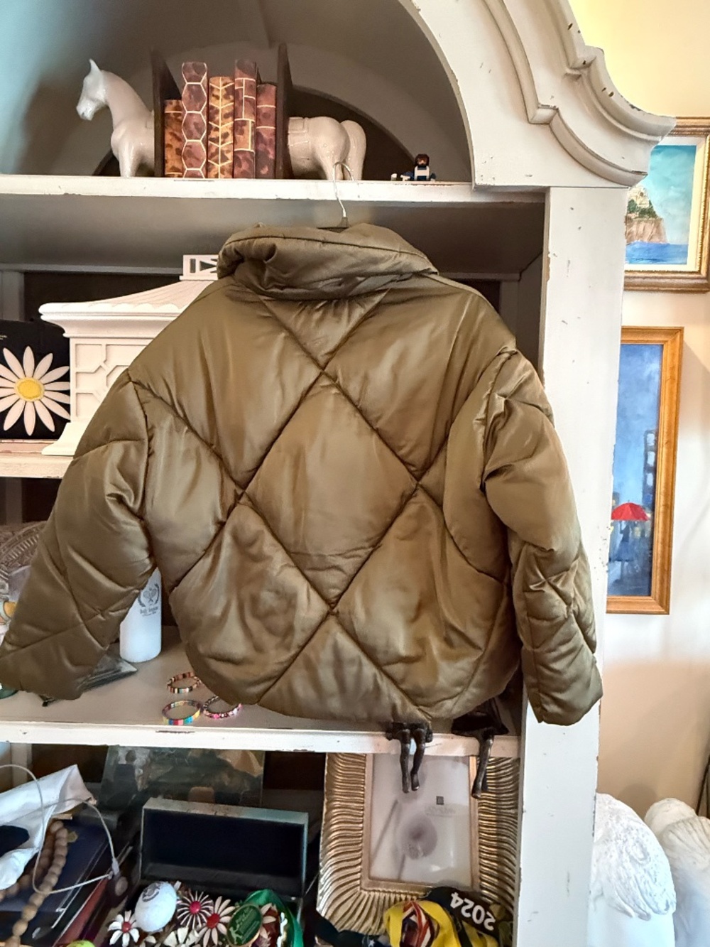 Esqualo sz 4 army green short puffer coat jacket - Picture 4 of 4